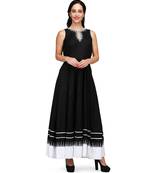 Black & White Rayon stitched     embroidered   Kurti