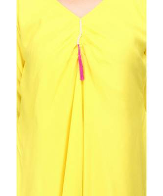 Yellow Rayon stitched printed  Kurti 5