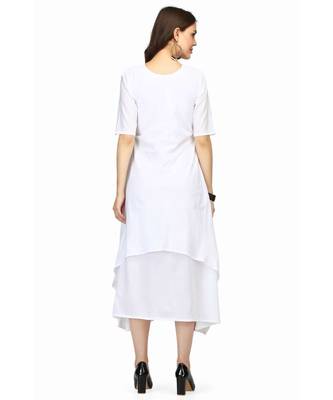 White Cambric Cotton stitched     printed  Kurti 4