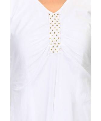 White Cambric Cotton stitched     printed  Kurti 5