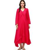 Fuchsia Rayon stitched     printed  Kurti