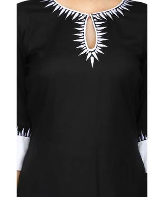 Black with white Rayon stitched     embroidered   Kurti 5
