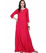 Fuchsia Rayon stitched     printed  Kurti