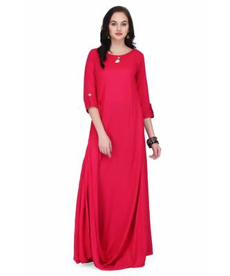 Fuchsia Rayon stitched     printed  Kurti 2