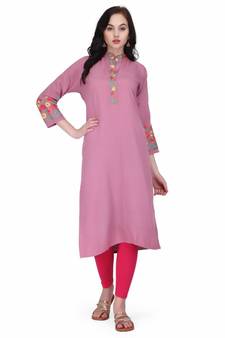 Levender Cotton stitched     embroidered   Kurti