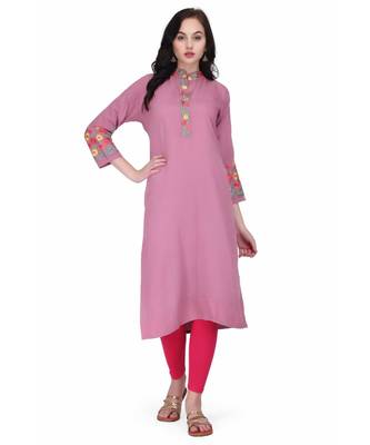 Levender Cotton stitched     embroidered   Kurti 1