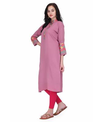 Levender Cotton stitched     embroidered   Kurti 3
