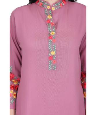 Levender Cotton stitched     embroidered   Kurti 5