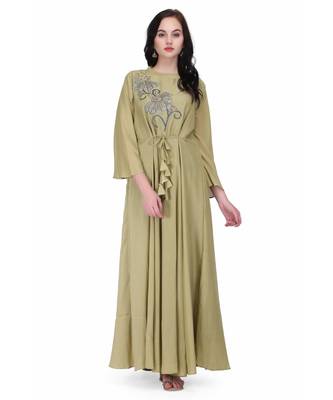 Green Georgette stitched     embroidered   Kurti 1