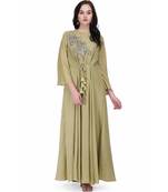 Green Georgette stitched     embroidered   Kurti