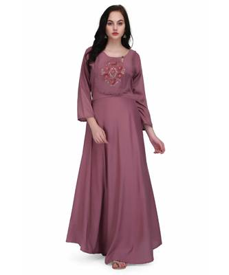 Purple Georgette stitched     printed  Kurti 1
