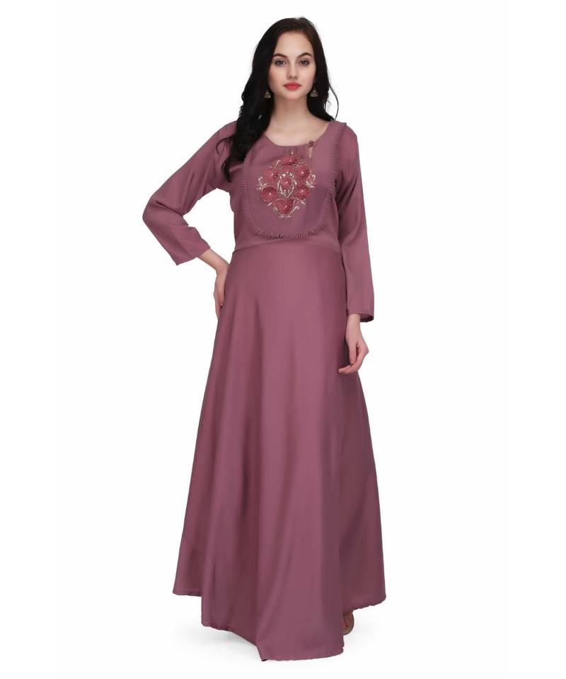 Purple Georgette stitched     printed  Kurti