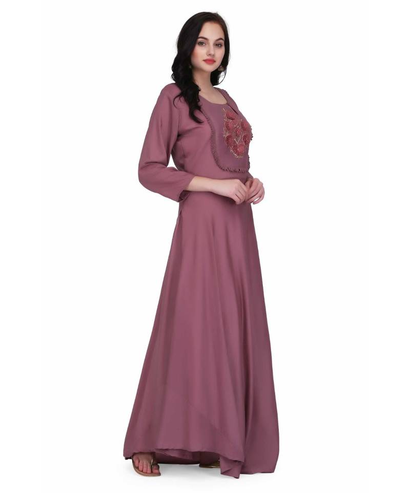 Purple Georgette stitched     printed  Kurti