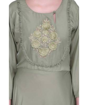 Green Georgette stitched     printed  Kurti 5