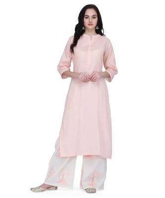 Pink Cotton stitched     printed  Kurti 1