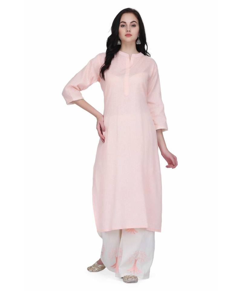 Pink Cotton stitched     printed  Kurti