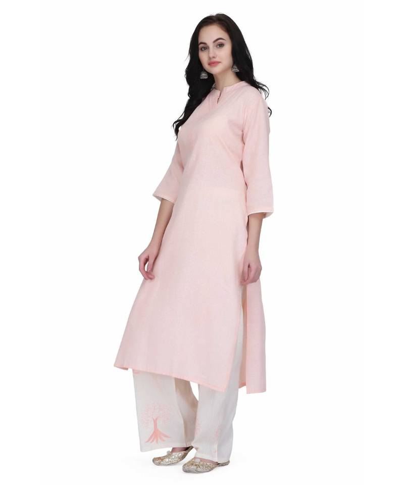 Pink Cotton stitched     printed  Kurti