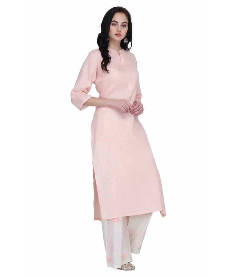 Pink Cotton stitched     printed  Kurti