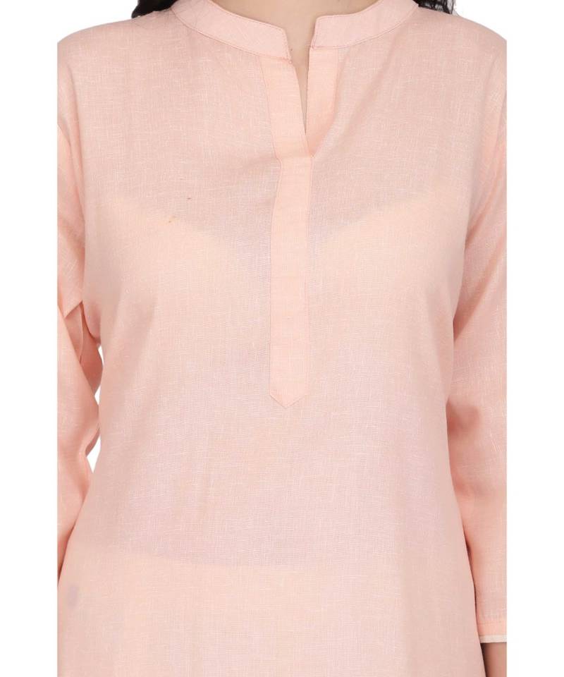 Pink Cotton stitched     printed  Kurti