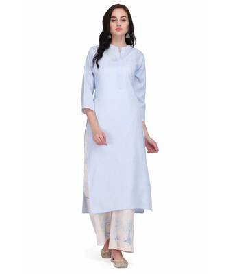 Blue Cotton stitched     printed  Kurti 2