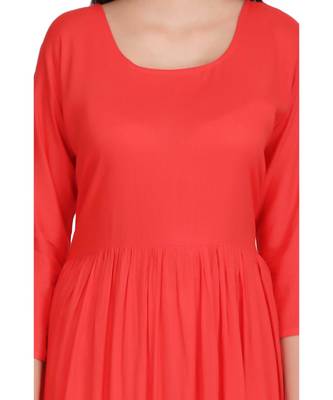 Fuchsia Rayon stitched     printed  Kurti 5