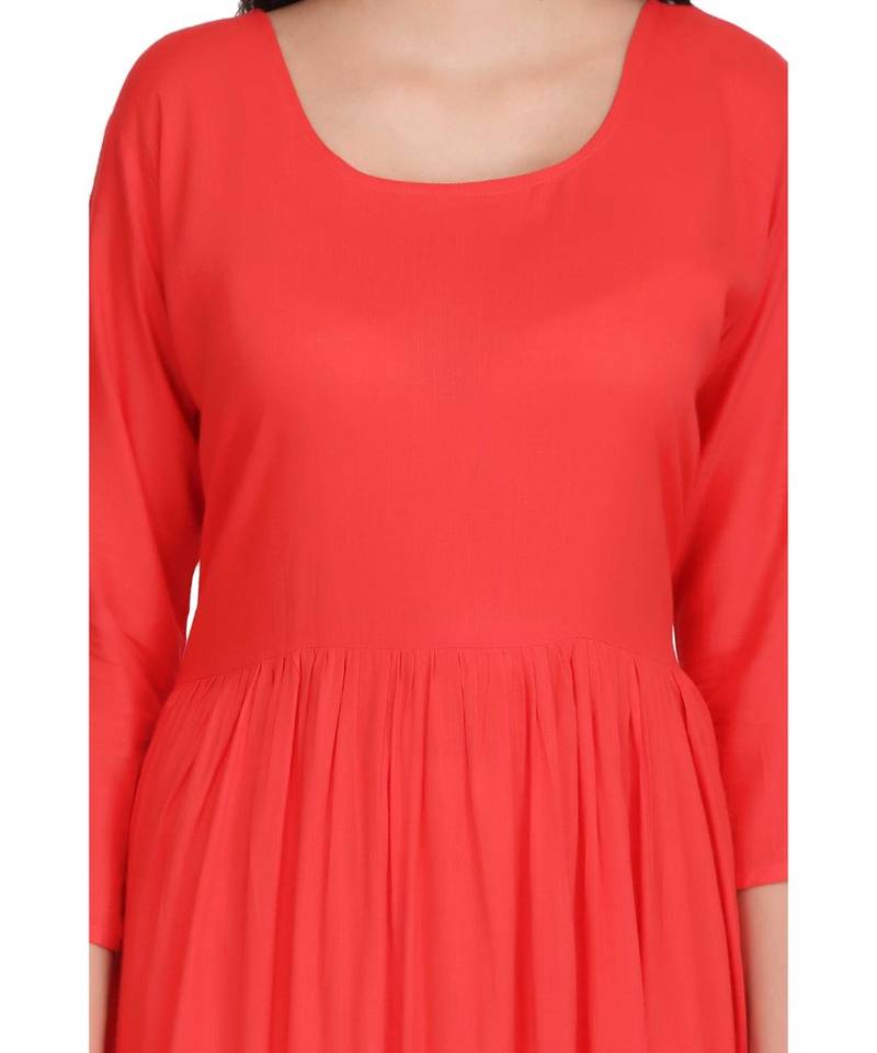 Fuchsia Rayon stitched     printed  Kurti