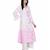 White & Pink Rayon stitched     embroidered   Kurti