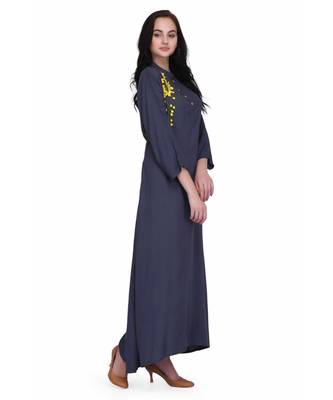 Navy Blue Rayon stitched     printed  Kurti 4