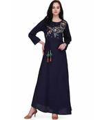 Blue Rayon stitched     printed  Kurti