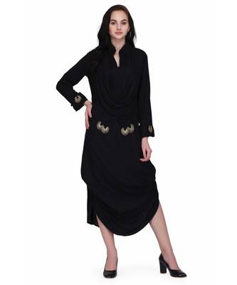 Black Rayon stitched     printed  Kurti 1