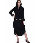 Black Rayon stitched     printed  Kurti