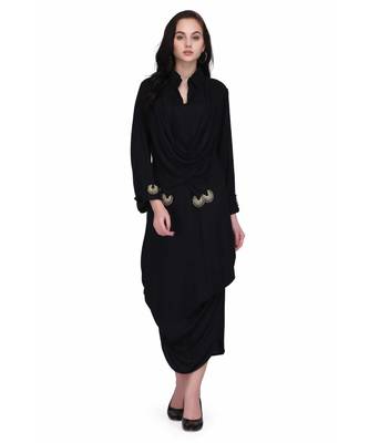 Black Rayon stitched     printed  Kurti 2