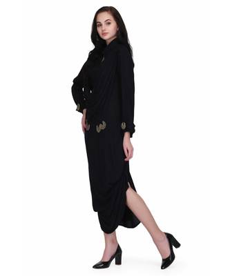 Black Rayon stitched     printed  Kurti 3