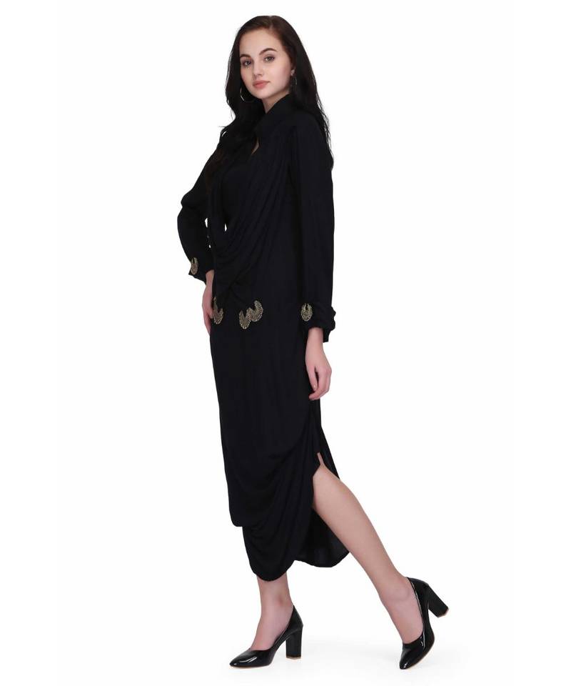 Black Rayon stitched     printed  Kurti