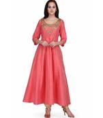 Pink Taffeta Silk stitched     printed  Kurti