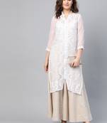 White woven georgette chikankari-kurtis