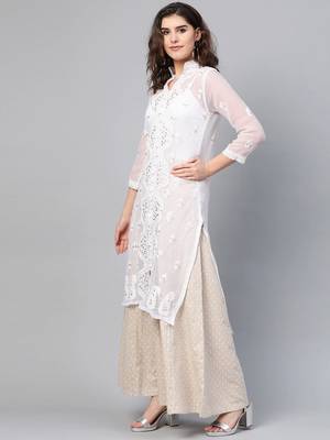 White woven georgette chikankari-kurtis 3
