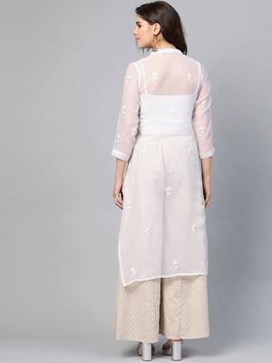 White woven georgette chikankari-kurtis 4