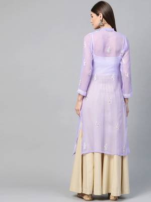 Purple woven georgette chikankari-kurtis 4