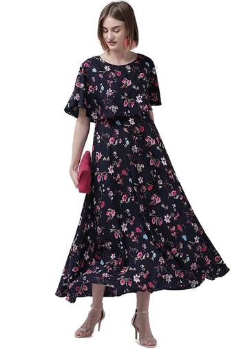 Navy-blue printed cotton kurtas-and-kurtis