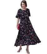 Navy-blue printed cotton kurtas-and-kurtis