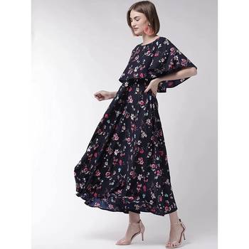Navy-blue printed cotton kurtas-and-kurtis 2