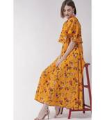 Yellow printed cotton kurtas-and-kurtis