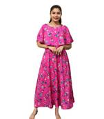 Pink printed cotton kurtas-and-kurtis