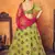 Florence green thread with sequins embroidered net semi stitched wedding lehenga
