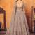 Dusty Rose Pink thread with sequins embroidered net semi stitched party lehenga