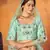 Mint green thread with sequins embroidered net semi stitched wedding lehenga