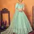 Mint green thread with sequins embroidered net semi stitched wedding lehenga