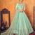 Mint green thread with sequins embroidered net semi stitched wedding lehenga