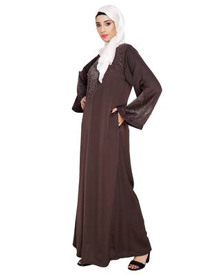 Ornate Brown Dubai Style Abaya 2